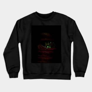 Digital collage and special processing. Bizarre. Mouth, teeth and fleshy parts. Dim, white and dark green on teeth. Crewneck Sweatshirt